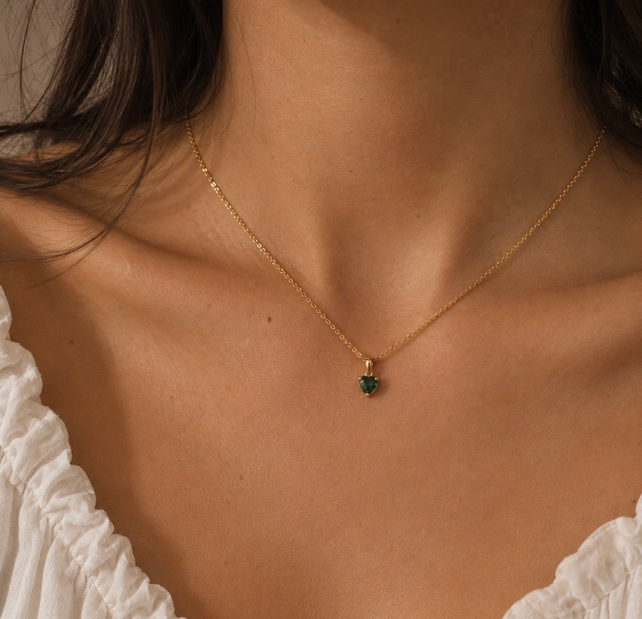 Mini Emerald heart necklace