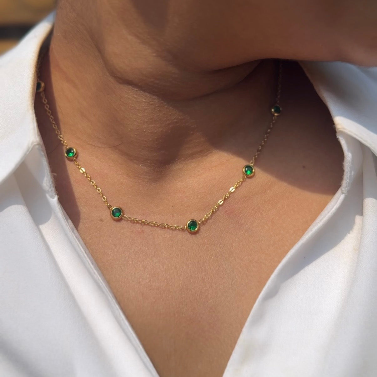 Emerald charm necklace