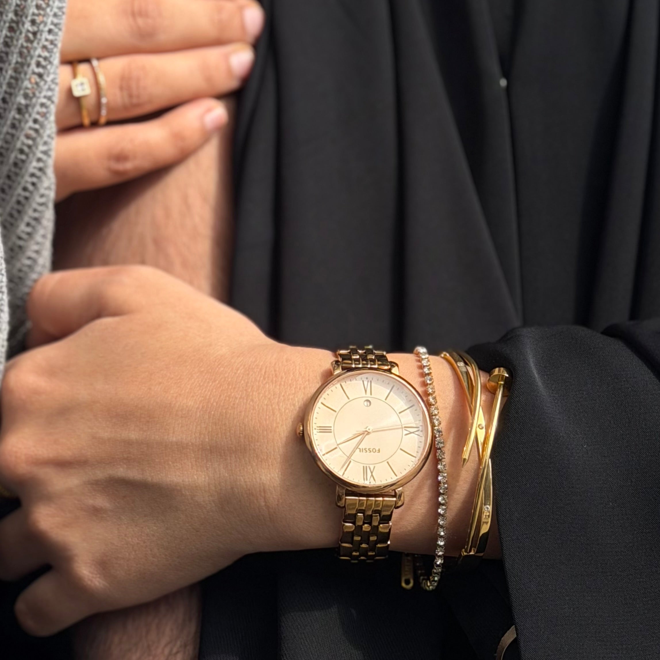 Golden tennis bracelet