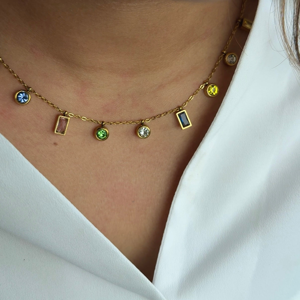 Multicolor charm necklace