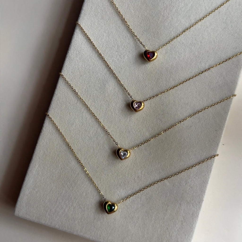 White minimal heart necklace