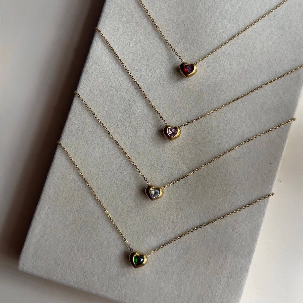 White minimal heart necklace