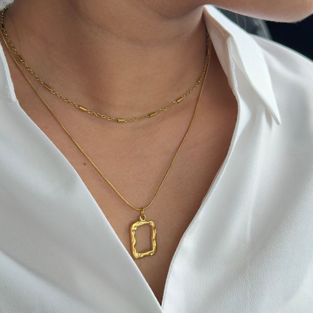 Layered heart & solitaire necklace