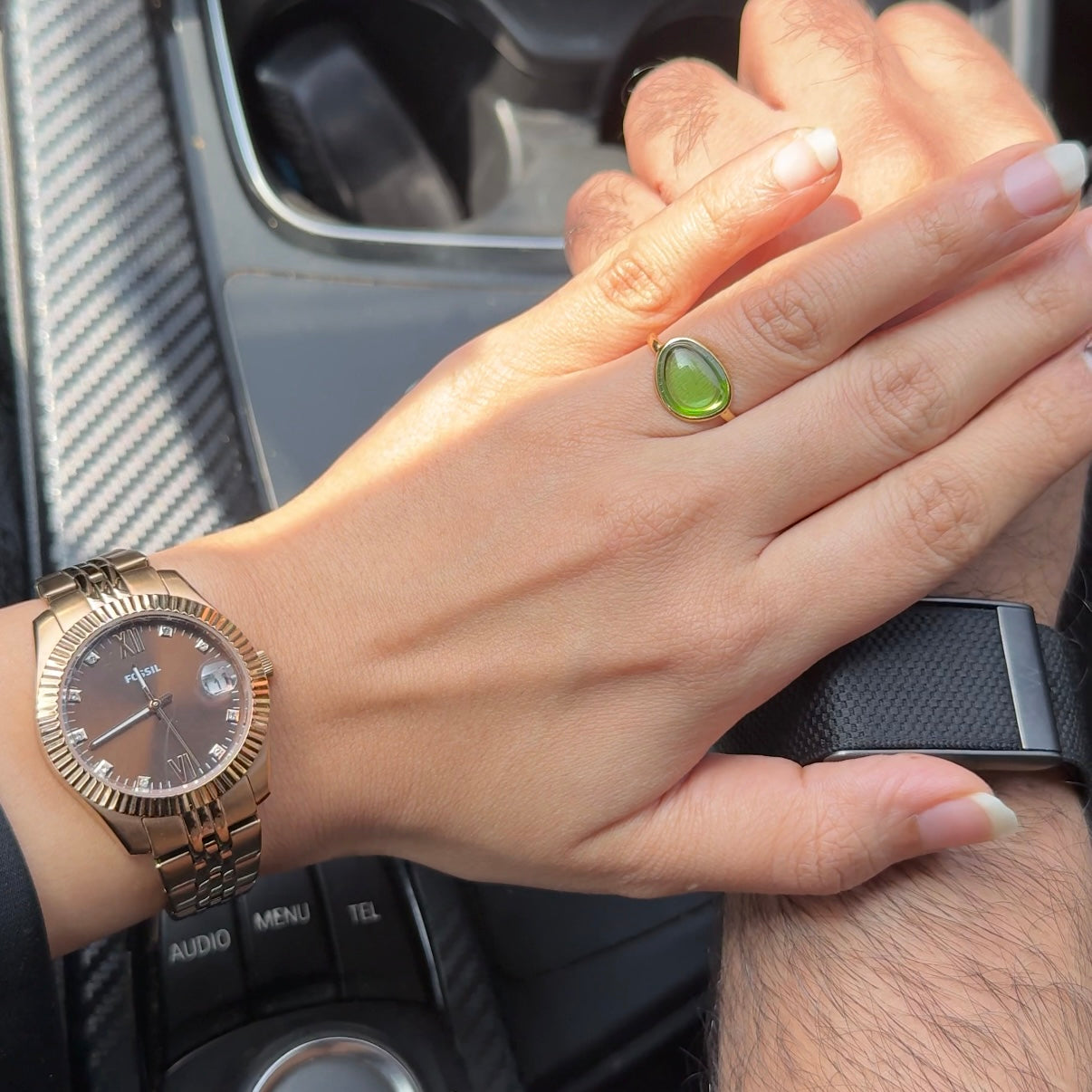 Aurelia Green translucent ring