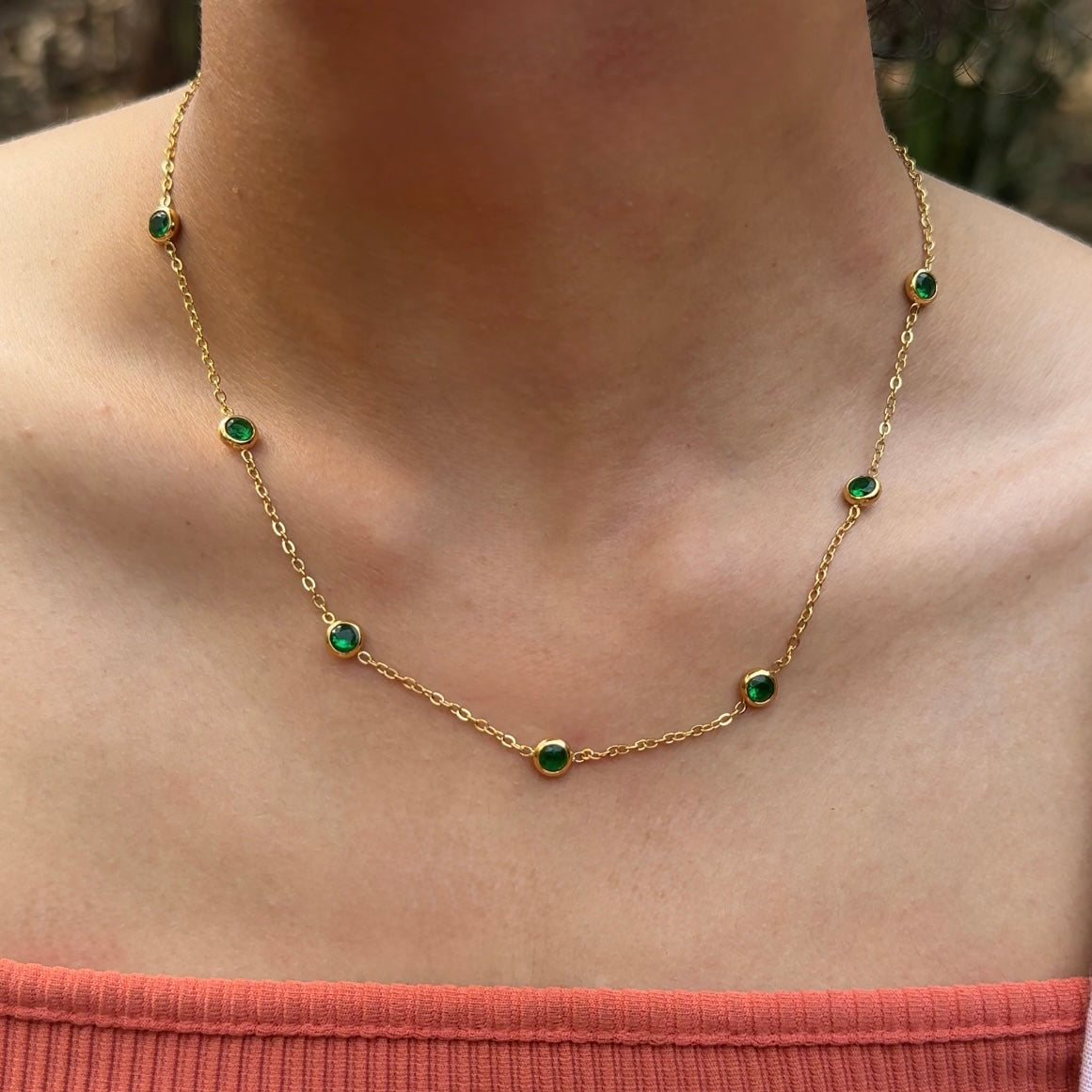 Emerald charm necklace