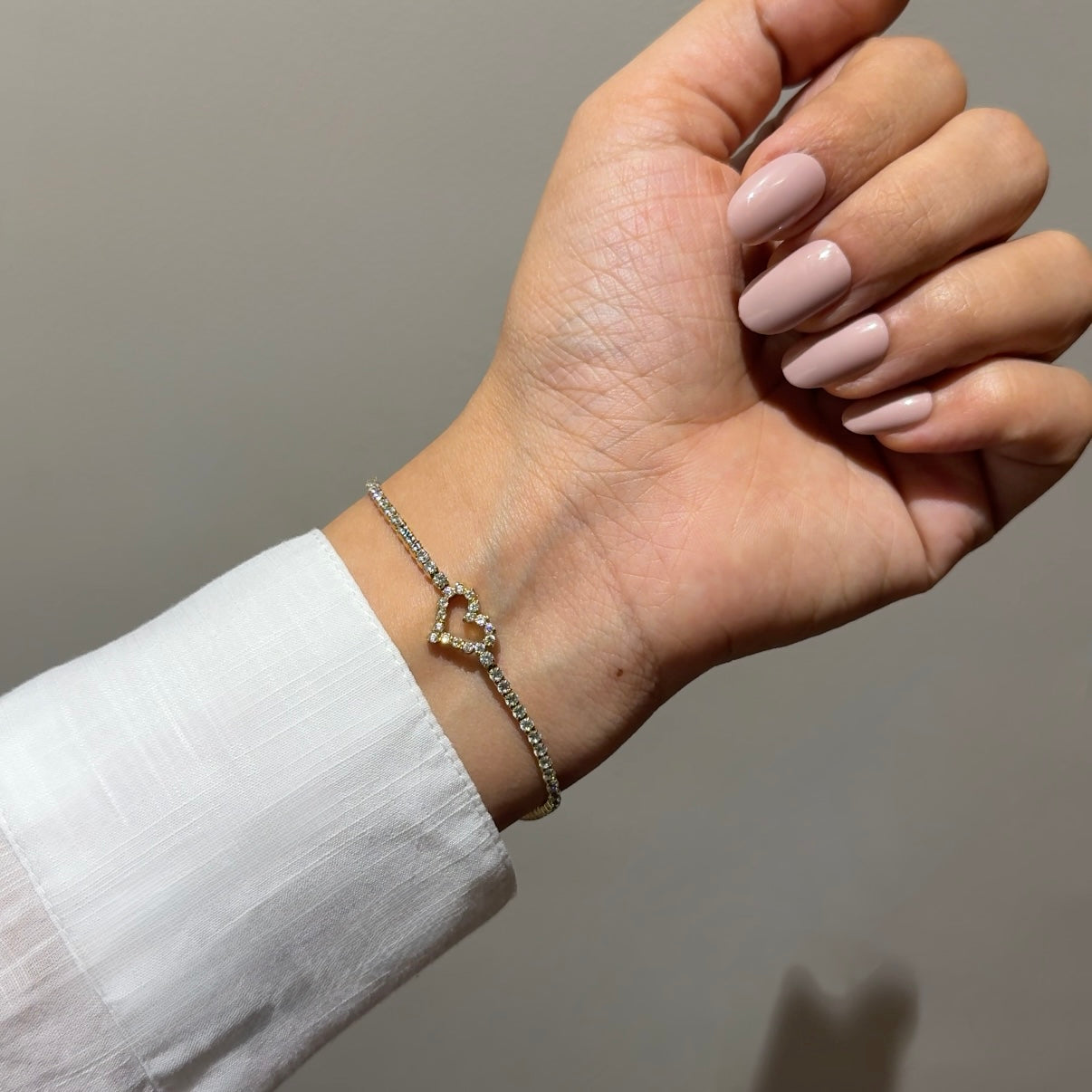 Hearted tennis bracelet