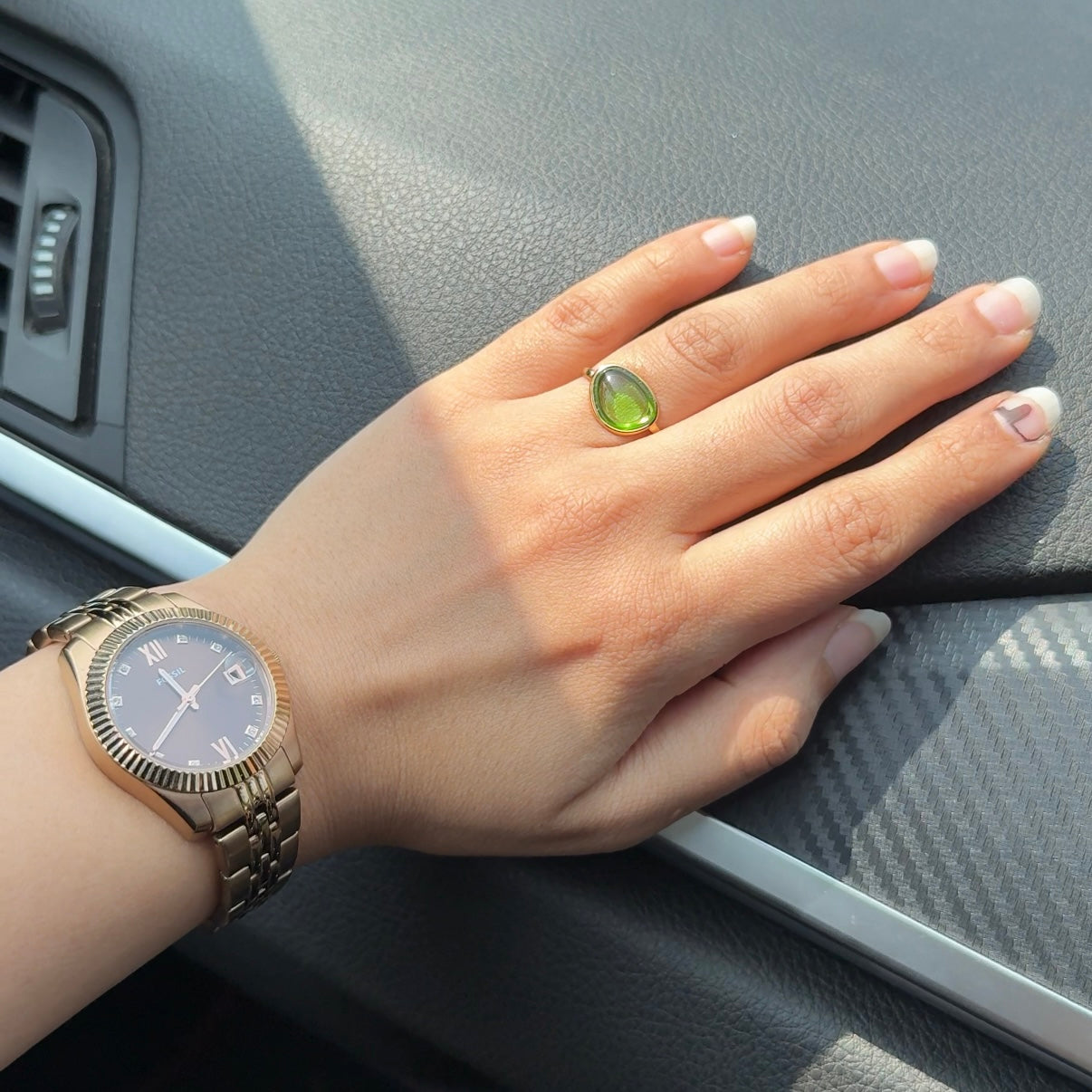 Aurelia Green translucent ring