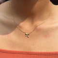 Dainty stoned bow necklace